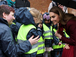 Supporting image for story: Welsh stew cawl and cider: William and Kate brave the rain to meet well-wishers in Powys ahead of St David’s Day with local food fayre