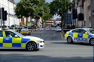 Police cars and a cordon near the crash scene near Waterloo Road, Wolverhampton