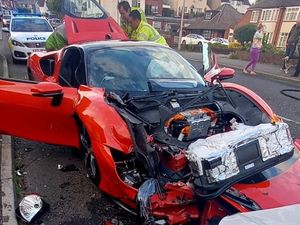 Supporting image for story: Police hunt Ferrari driver after £500,000 supercar is wrecked smashing into parked cars