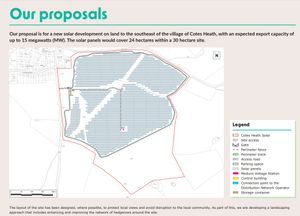 One Of The Consultation Boards Showing The Size And Layout Of The Proposed Solar Farm At Cotes Heath. Image Courtesy Of Ampyr Solar Europe