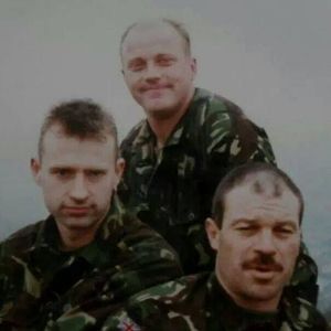 Stuart Field, real name Phill Syron-Jones, in Bosnia in 1996 (left).