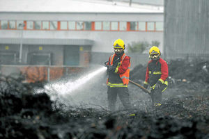 Firefighters have remained at the scene of the blaze for days