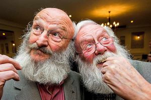 Tony Cook and Peter Love before their big shave