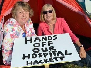 Supporting image for story: Protesters camp out in Stafford Hospital grounds over planned cuts