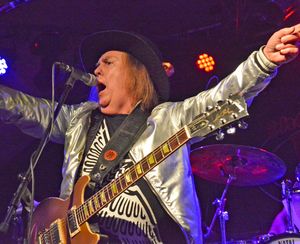 Dave Hill on stage as Slade perform at the Robin 2 in Bilston