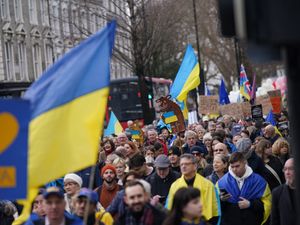 Supporting image for story: Protesters say ‘don’t betray Ukraine’ as thousands march on Russian embassy