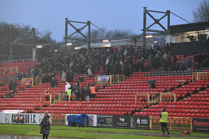 Walsall's fans brave the awful weather at Gateshead on Sunday (Picture: Owen Russell)