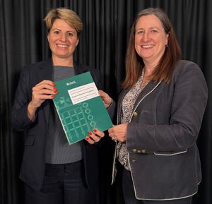 Julia Buckley MP for Shrewsbury (Right) handed the report to Water and Flooding Minister Emma Hardy this week