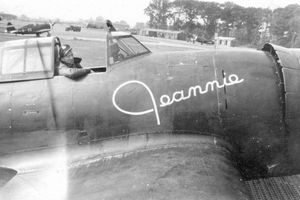 Bruce in the cockpit of "Jeannie" at Atcham – a photo he no doubt sent back to Jeannie, one of his girlfriends back home in the States