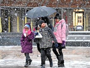 Wolverhampton city centre in the snow.