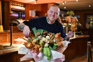 Food artist Nathan Wyburn spent four hours creating the bouquet