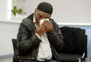 The victim's father, Khalid Mahmood Choudhury, at today's emotional press conference