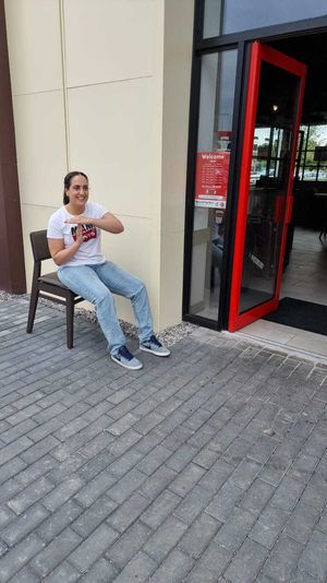 Sadia Ali, the first walk-in customer at the new Tim Hortons