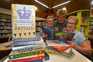 Volunteers at Shenstone Library are celebrating after receiving the King's Award for Voluntary Services. Pictured are volunteers Carole Share, Carole Turner and Jennie Danby. Photo: Tim Thursfield