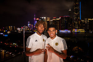 Sanderson with Morgan Gibbs-White at Monday's Wolves fashion show (© AMA / Robbie Jay Barratt)