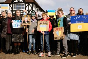 Around 200 people attended the vigil in The Quarry, Shrewsbury, support of Ukraine