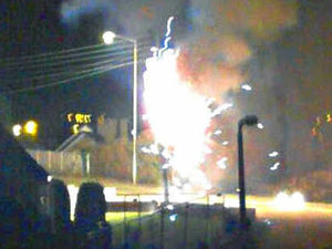 Supporting image for story: Telegraph pole explodes in Telford street