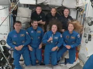 Supporting image for story: Four new astronauts arrive at International Space Station