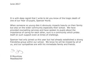 The full letter from Aldridge School headteacher David Mountney 