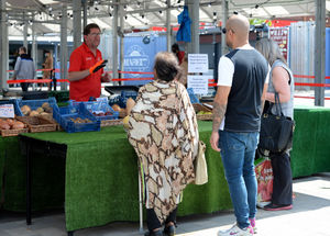 Trader Paul Peacock serving