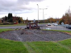 Supporting image for story: Lorry hits sculpture — in pictures