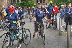 Walsall Leather Skills Centre, The Bridge, Walsall, on Thursday July 17, the start of a charity cycle ride involving 16 riders to Saddlers Hall, London.