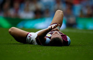 Aston Villa's Jack Grealish before going off injured during the Graham Taylor tribute match at Villa Park, Birmingham. PRESS ASSOCIATION Photo. Picture date: Saturday July 29, 2017. See PA story SOCCER Villa. Photo credit should read: Paul Harding/PA Wire. RESTRICTIONS: EDITORIAL USE ONLY No use with unauthorised audio, video, data, fixture lists, club/league logos or "live" services. Online in-match use limited to 75 images, no video emulation. No use in betting, games or single club/league/player publications.. 