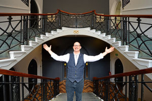 Theatre manager Tim Ford on the main staircase