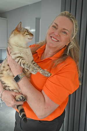 Amanda with one of her cats, Rocco