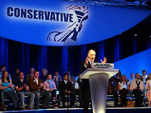 Michael Howard delivers his keynote speech at Telford
