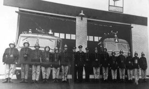 Dave Blount, second from left, with his former colleagues from the fire service
