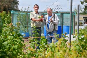 Martin Preece and Martin Roper at their allotments off Richmond Gardens in Bridgnorth