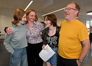 Gracie Gage celebrates her results with her family