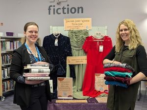 Supporting image for story: Lend a book then borrow a frock: Loanable eveningwear added to shelves at Oswestry library