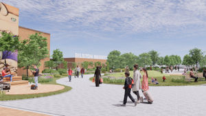 Computer generated image of the planned new public space at Bilston High Street link site