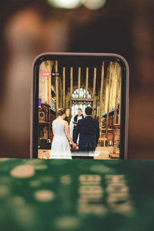 Kirsten and Richard Groom were watched on live on Facebook by those who could not make it. Image: Tom Butters  