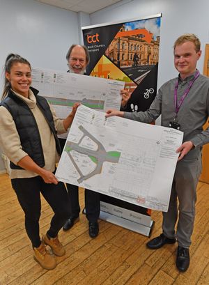The East Park Active Travel link includes better cycling provision, upgraded and safer crossings and improved footpaths along the A454 Willenhall Road between East Park Way and the Deans Road/Stowheath Lane. Left, Sara Trojanowska, Tim Philpot and Robert Callaghan.