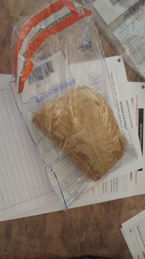 A drug packet found on site by Staffordshire Police