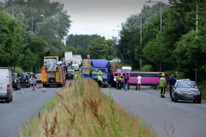 Cars were stuck in long queues after the crash