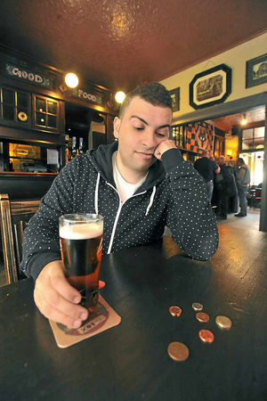 Adam downsizes to half a pint while living on his £53 weekly budget