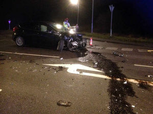 Supporting image for story: Two-car crash blocks Telford road