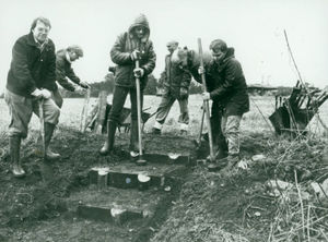 Volunteers help spruce up Shareshill, near Cannock, as part of an environmental project on April 15, 1984