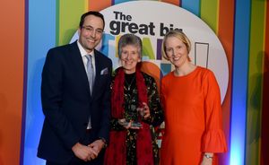  Community Champion winner Jean Hughes with Martin Wright and MP Emma Reynolds.