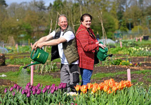 Pictured at the official opening are site manager Dave Cox and mayor Andrea Goddard