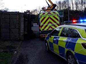 Supporting image for story: Telford roundabout closed for recovery of overturned trailer