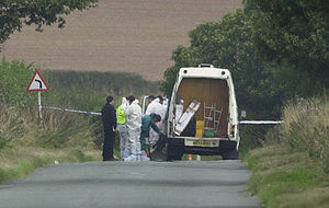 Police cordoned off the road where Kevin Nunes' body was found