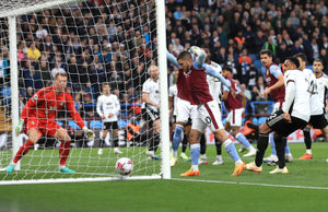 Aston Villa's Tyrone Mings scores their side's first goal of the game