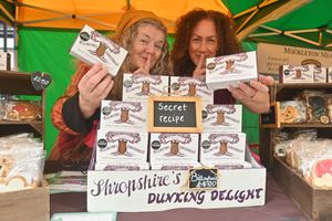 Sue Oldfield and Ingrid Pemble keeping the Billington's gingerbread recipe top secret