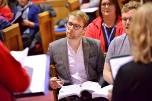 Ryan Sace, of The Wrekin & Telford Singers at rehearsals for musical Children of Eden 