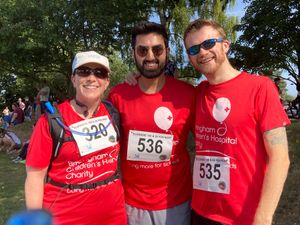 The Ellesmere 10k, Alex Greenwood from Shrewsbury with friends Indee and Jamie